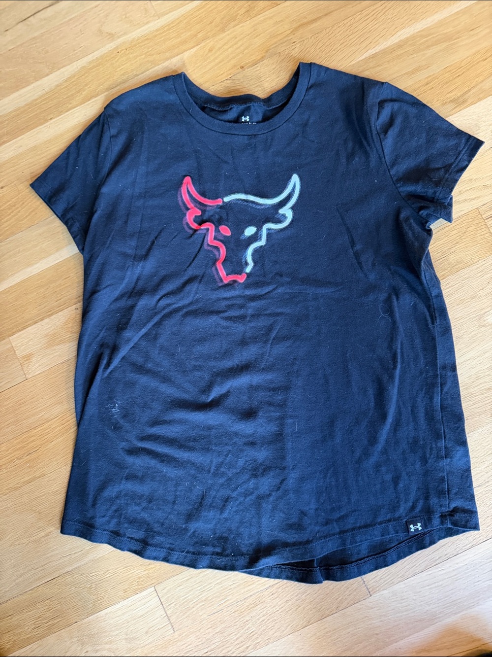 Under Armour Black Kids Short Sleeve Tee with Neon Bull Graphic